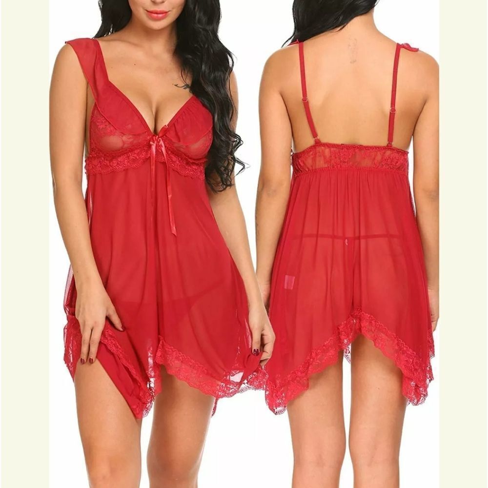 Women Sexy Lingerie Lace Perspective Sleepwear Nightgown Underwear G-string